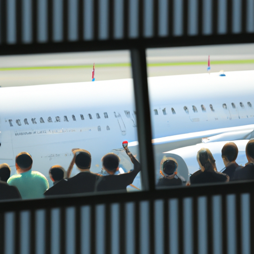 תמונה של הטיסה הישירה הראשונה מישראל לפוקט המריאה, כשנוסעים נרגשים נראים מבעד לחלונות.