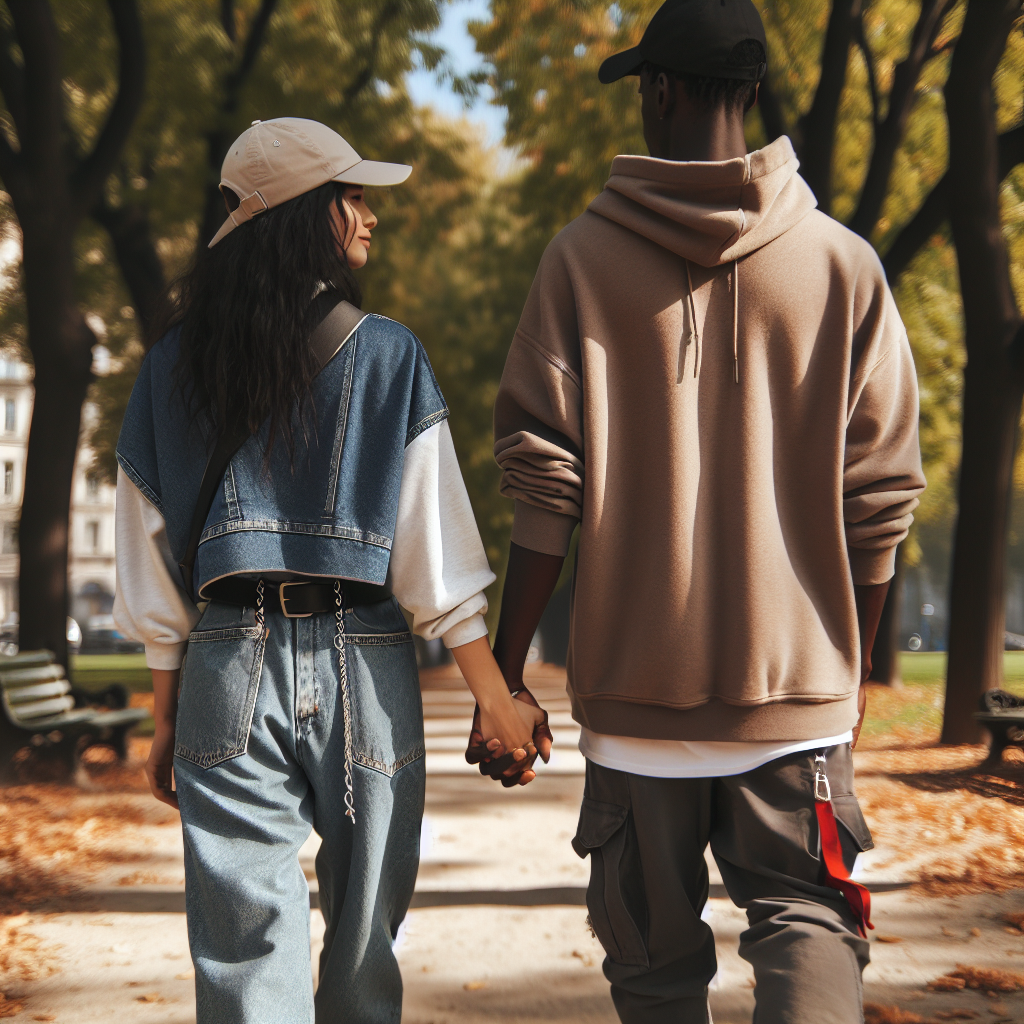 זוג הולך יד ביד בפארק, מסמל את תחושת השותפות בחיים המשותפים.